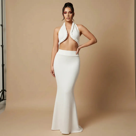 Braided Halter Top, Skirt Set